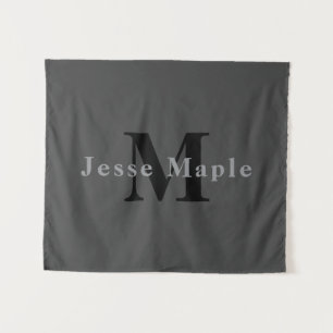 Naam & Monogram Donkergrijs Wandkleed