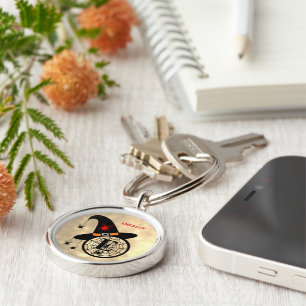 Naam Monogram E Halloween Sky Witch Spiders Sleutelhanger