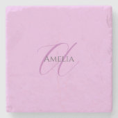 Naam Monogram Eerste Letter Orchidee & Lila Stenen Onderzetter (Voorkant)