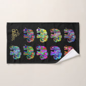 Naam/Monogram Elegant Black Elephant Lover Handdoek (Handdoek)