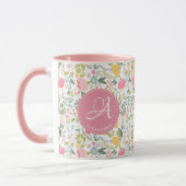 Naam monogram elegant girly schattig patroon roze mok (Links)