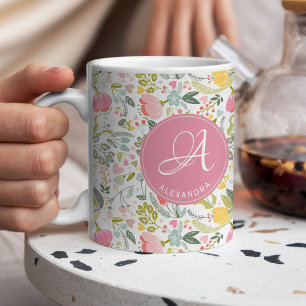 Naam monogram elegante meisjesachtige mooie patroo mok