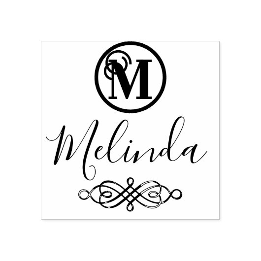 Naam monogram en script - Personaliseren Rubberstempel (Afrduk)