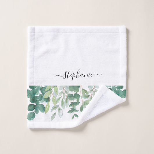 Naam Monogram Eucalyptus Griekenland Bad Handdoek (Wasdoekje)