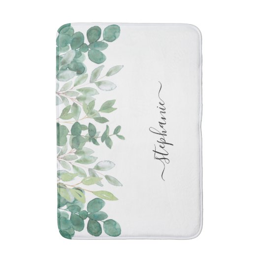 Naam Monogram Eucalyptus Griekenland Badmat (Voorkant Verticaal)