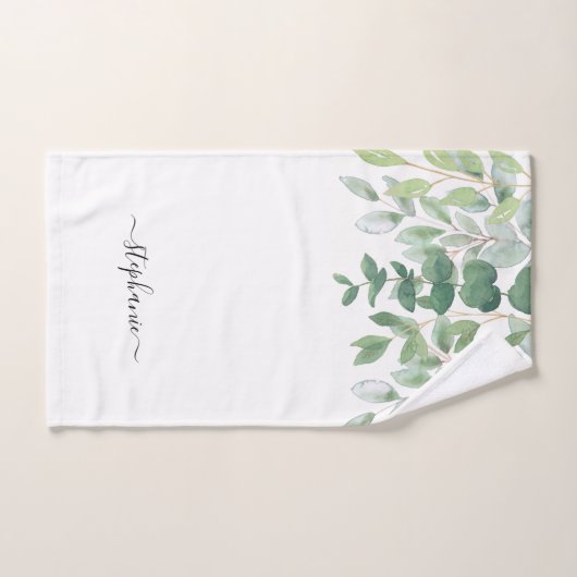 Naam Monogram Eucalyptus Griekenland Handdoek (Handdoek)
