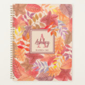 Naam Monogram Fall Leaves Planner (Voorkant)