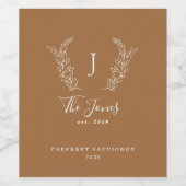 Naam monogram familienaam klasbare elegante sjablo wijn etiket (Enkel label)