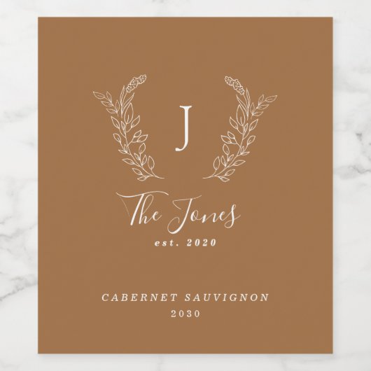 Naam monogram familienaam klasbare elegante sjablo wijn etiket (Enkel label)