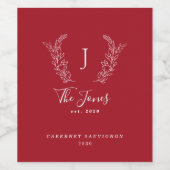 Naam monogram familienaam klasbare elegante sjablo wijn etiket (Enkel label)