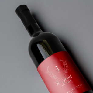 Naam monogram familienaam klasbare elegante sjablo wijn etiket