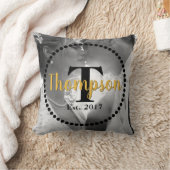 Naam monogram Familienaam met foto Kussen (Deken)