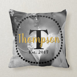 Naam monogram Familienaam met foto Kussen