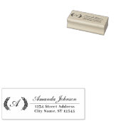 Naam monogram Familienaam RSVP Adress Laurel Wreat Rubberstempel (Gestempeld)
