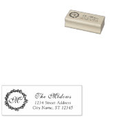 Naam monogram familienaam RSVP Adress Royal Wreath Rubberstempel (Gestempeld)