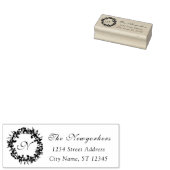 Naam monogram Familienaam RSVP Rustic Floral Wreat Rubberstempel (Gestempeld)