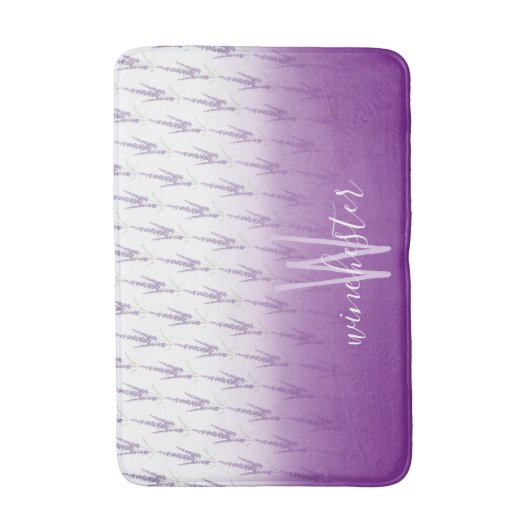 Naam Monogram Farmhouse Lavender Flower Pattern Badmat (Voorkant Verticaal)