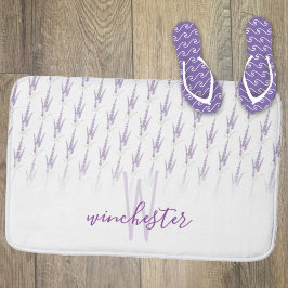 Naam Monogram Farmhouse Lavender Flower Pattern Badmat