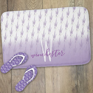 Naam Monogram Farmhouse Lavender Flower Pattern Badmat