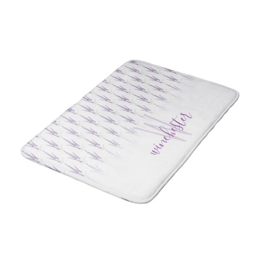 Naam Monogram Farmhouse Lavender Flower Pattern Badmat (Gekanteld)