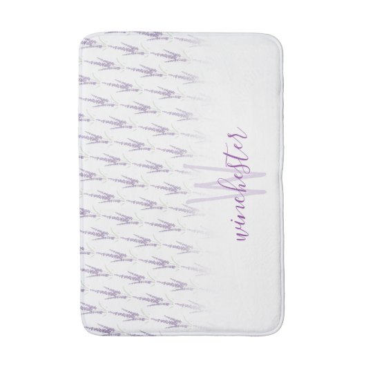 Naam Monogram Farmhouse Lavender Flower Pattern Badmat (Voorkant Verticaal)