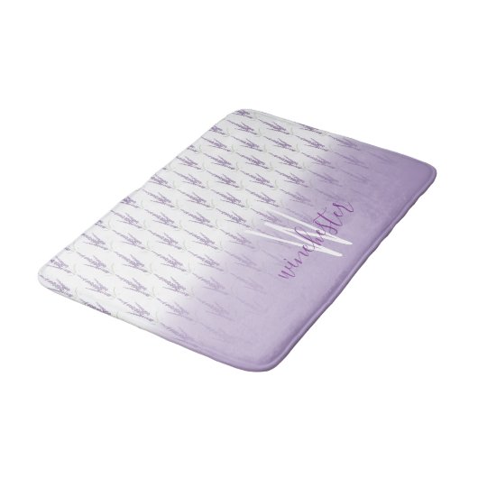 Naam Monogram Farmhouse Lavender Flower Pattern Badmat (Gekanteld)