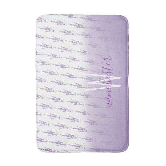 Naam Monogram Farmhouse Lavender Flower Pattern Badmat (Voorkant Verticaal)