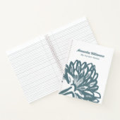 Naam Monogram Floral Minimal White Blue Botanical Notitieboek (Binnen)