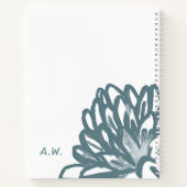 Naam Monogram Floral Minimal White Blue Botanical Notitieboek (Achterkant)