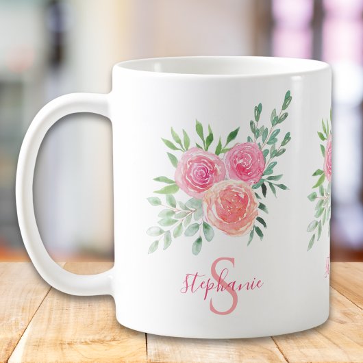 Naam Monogram Floral Pink Koffiemok