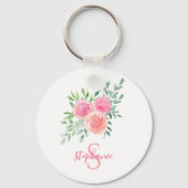 Naam Monogram Floral Sleutelhanger (Voorkant)