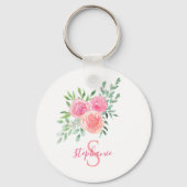 Naam Monogram Floral Sleutelhanger (Achterkant)