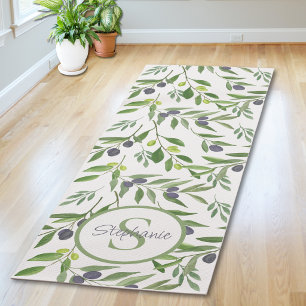 Naam Monogram Frans Landelijk Olijfpatroon Yogamat