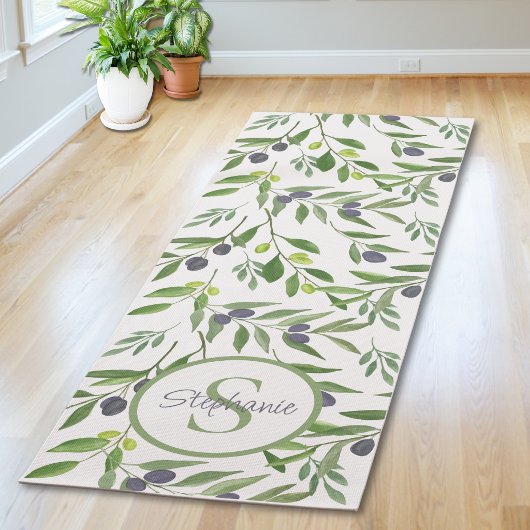 Naam Monogram Frans Landelijk Olijfpatroon Yogamat