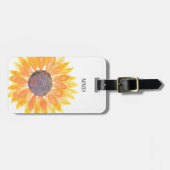 Naam Monogram Gele Zonnebloem Bagagelabel (Voorkant horizontaal)