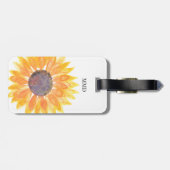 Naam Monogram Gele Zonnebloem Bagagelabel (Achterkant horizontaal)