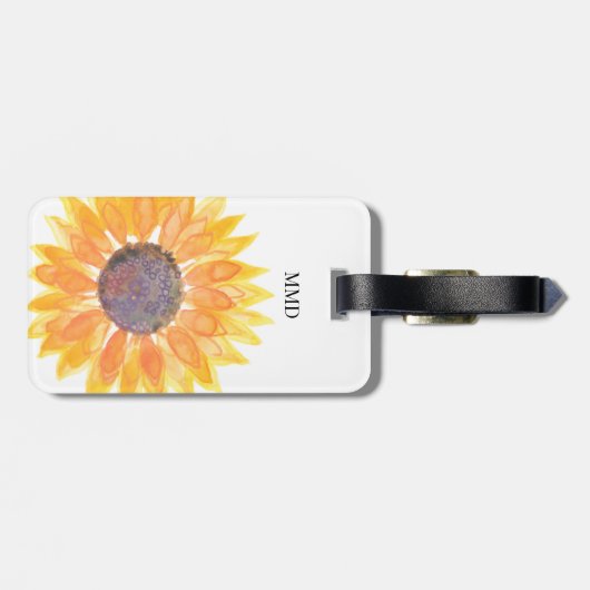 Naam Monogram Gele Zonnebloem Bagagelabel (Achterkant horizontaal)