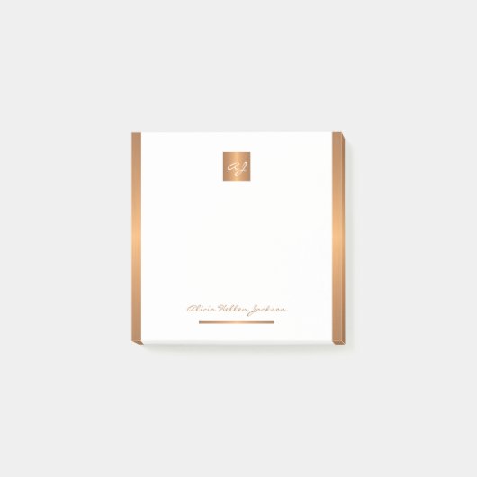 Naam monogram gepersonaliseerd goud post-it® notes (Voorkant)