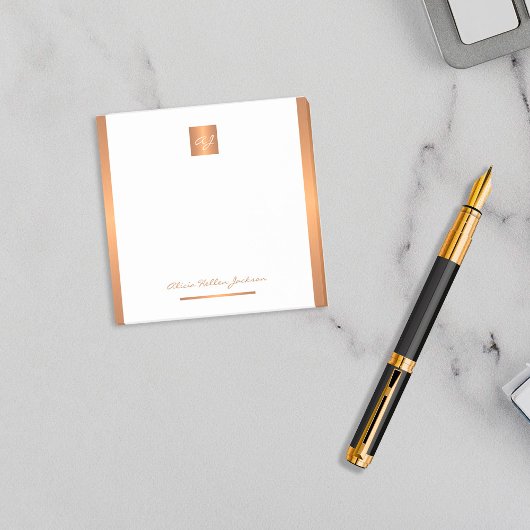 Naam monogram gepersonaliseerd goud post-it® notes