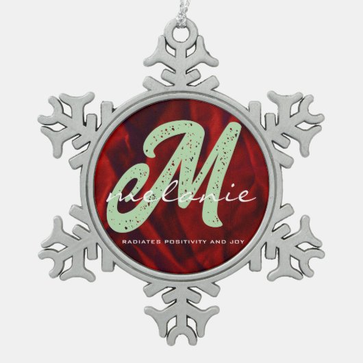 Naam Monogram Gepersonaliseerde Kerst Ornament (Voorkant)