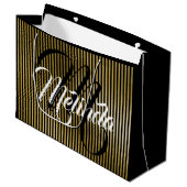 Naam monogram Gold Stripes VIP-Jubileum Groot Cadeauzakje (Voorkant Gekanteld)