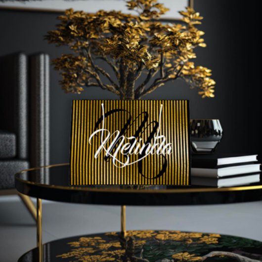 Naam monogram Gold Stripes VIP-Jubileum Groot Cadeauzakje