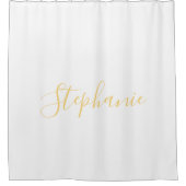 Naam Monogram Gold White Classy Elegant Custom Douchegordijn (Voorkant)