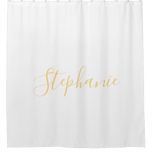 Naam Monogram Gold White Classy Elegant Custom Douchegordijn (Voorkant)
