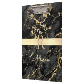 Naam & Monogram, Gouden Bar, Zwart & Gouden Marmer Klembord (Links)