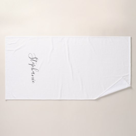 Naam Monogram grijs Witte Aangepast Eenvoudig mini Badhanddoek (Badhanddoek)