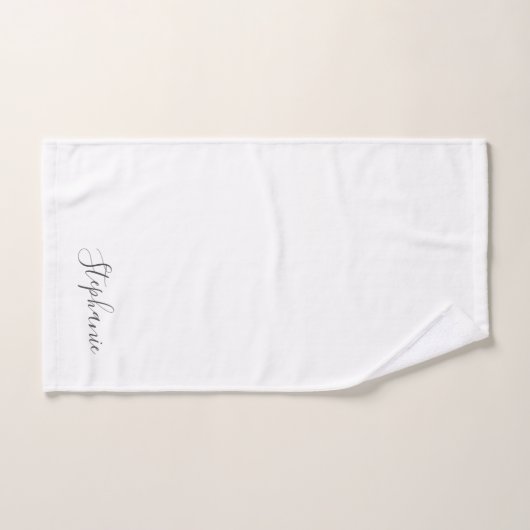 Naam Monogram grijs Witte Aangepaste Kleur Elegant Bad Handdoek (Handdoek)