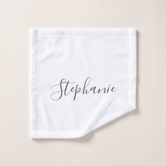 Naam Monogram grijs Witte Legant Aangepaste kleur Washandje (Wasdoekje)