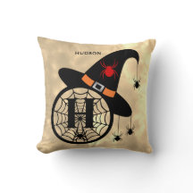 Naam Monogram H Halloween Sky Witch Spiders
