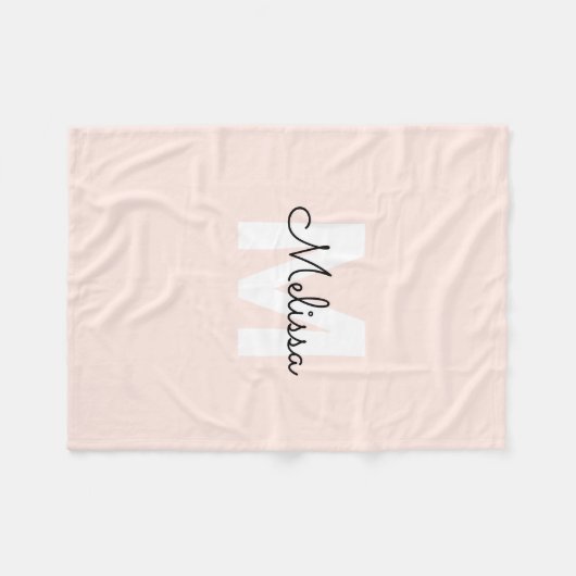 Naam Monogram handschrift Calligrafie Fleece Deken (Voorkant (Horizontaal))